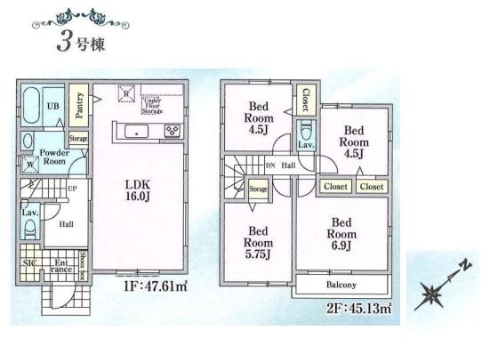 八王子市諏訪町　新築一戸建て　3号棟