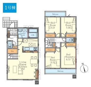 八王子市鑓水　新築一戸建て　1号棟