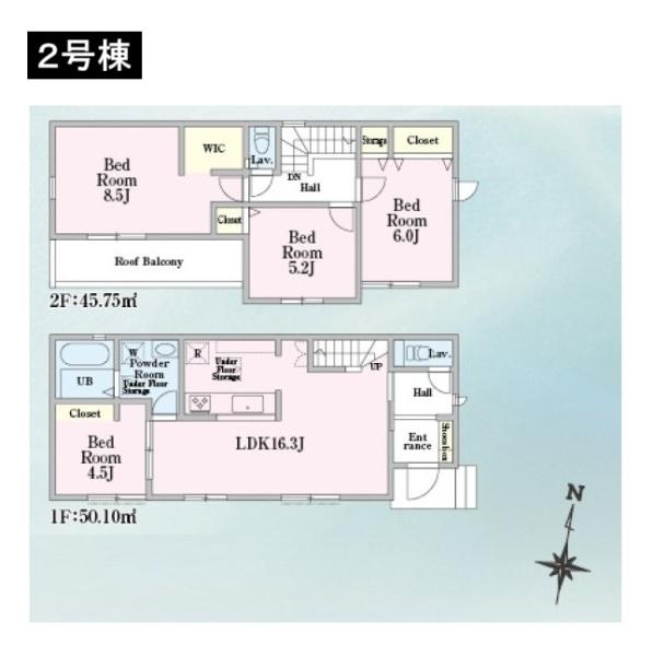 八王子市弐分方町 新築一戸建て 2号棟(間取り)