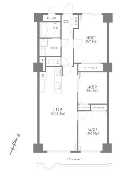 パレ・ドール西八王子 中古マンション(間取り)