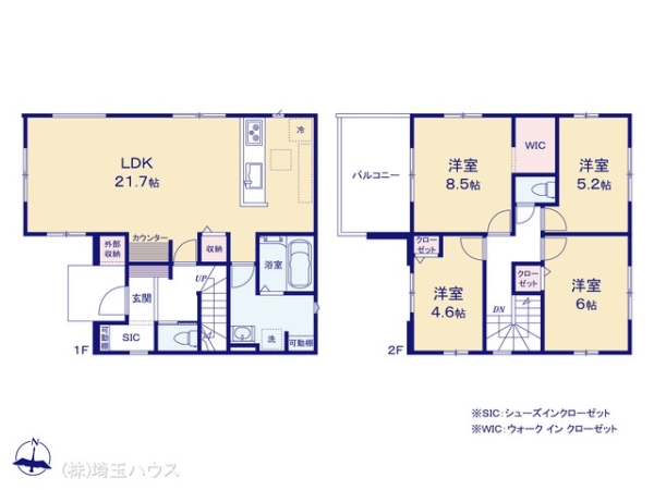 越谷市千間台西6丁目の新築一戸建(間取り)