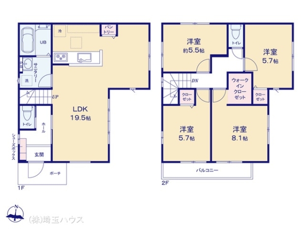 八潮市緑町3丁目の新築一戸建(間取り)