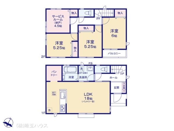 春日部市粕壁東6丁目の新築一戸建(間取り)