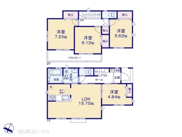 春日部市粕壁東6丁目の新築一戸建(間取り)