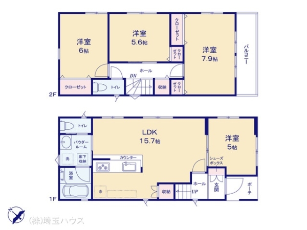 川口市南鳩ヶ谷2丁目　新築戸建て　全2棟