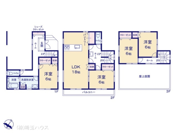 越谷市東大沢3丁目　新築戸建て　全1棟