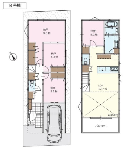 港北区高田東1丁目 全2棟B棟(間取り)