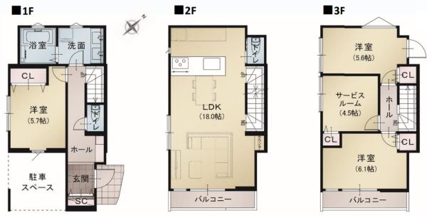 神奈川区松見町4丁目 全2棟2号棟(間取り)