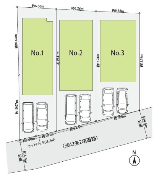 戸塚区汲沢7丁目 全3棟2号棟(全体区画図)