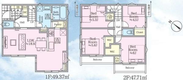 泉区中田東4丁目 全2棟1号棟(間取り)