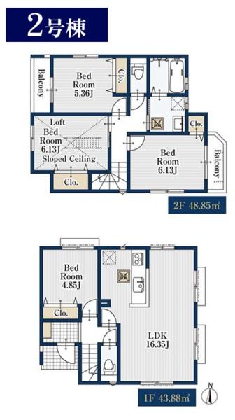 宮前区馬絹４丁目　全２棟２号棟