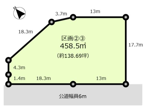 君津市杉谷分譲地　全15区画　区画②③（セット区画A）