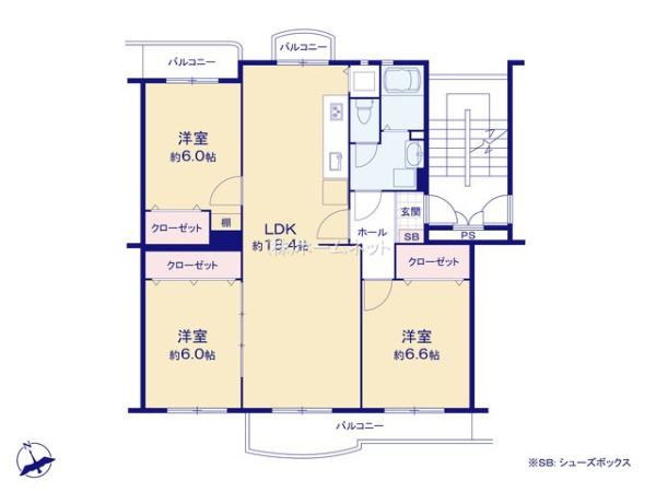 三郷早稲田第四住宅3-23-4号棟　2階
