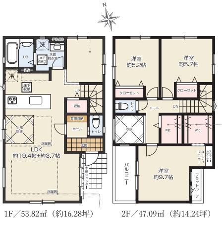 KIS三郷市早稲田8期全4棟　新築戸建　3号棟