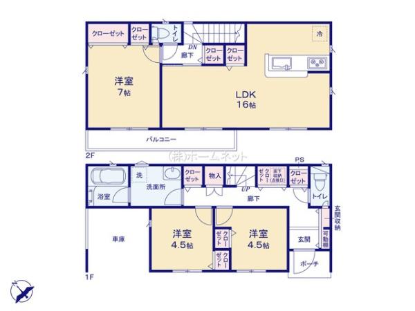 三郷市番匠免第8全1棟　新築戸建　1号棟
