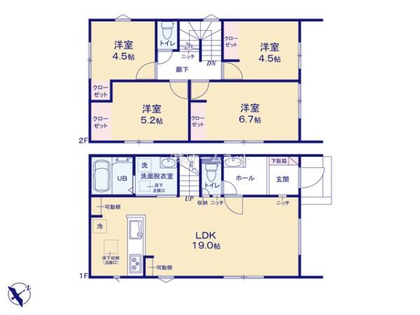 三郷彦沢1丁目24-1期全3棟　新築戸建　2号棟