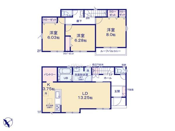 三郷彦沢1丁目24-1期全3棟　新築戸建　3号棟