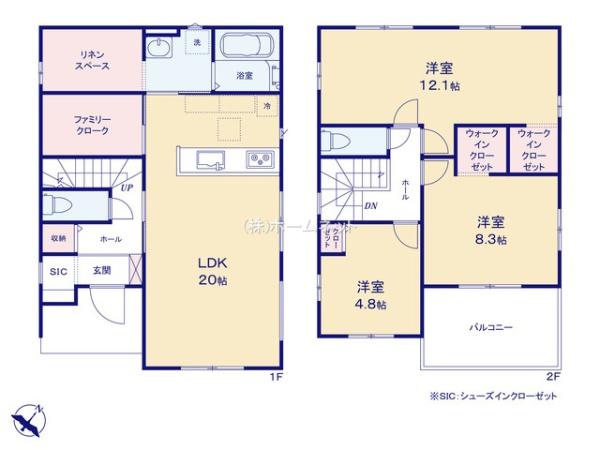 八潮市木曽根1期全2棟　新築戸建　1号棟