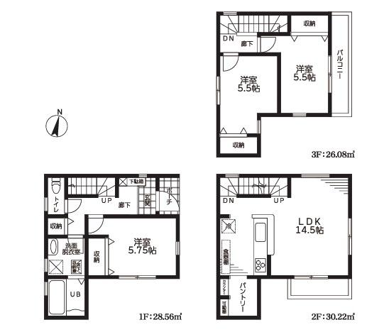 三郷市谷口Ⅳ全1棟 新築戸建 1号棟