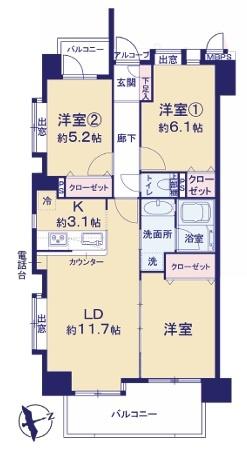 ライオンズマンション三郷早稲田公園　3階