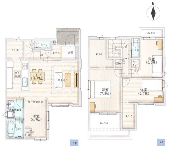 三郷市幸房2期全1棟　新築戸建　1号棟