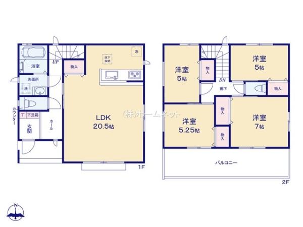 八潮市八條Ⅱ全1棟　新築戸建　1号棟