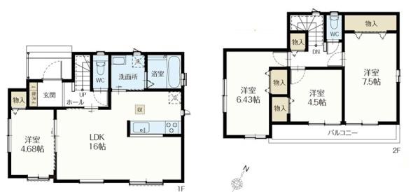八潮市木曽根全1棟　新築戸建　1号棟