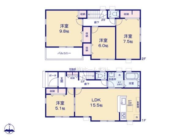 八潮市浮塚3期全1棟　新築戸建　1号棟