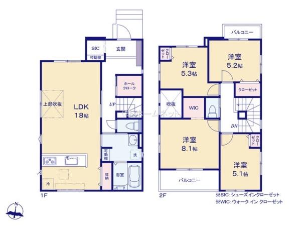 八潮市中央6期全1棟　新築戸建　1号棟