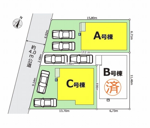 大和市南林間8丁目　新築戸建　全3棟　C号棟