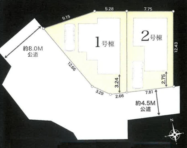 横浜市旭区金が谷2丁目 全2棟 1号棟(区画図)