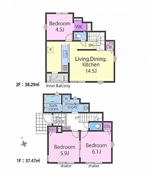 綾瀬市寺尾本町3丁目 新築戸建 全8区画 2号棟(間取り)