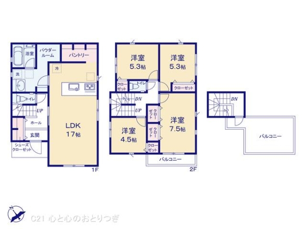 相模原市中央区田名 新築分譲住宅 3号棟(間取り)