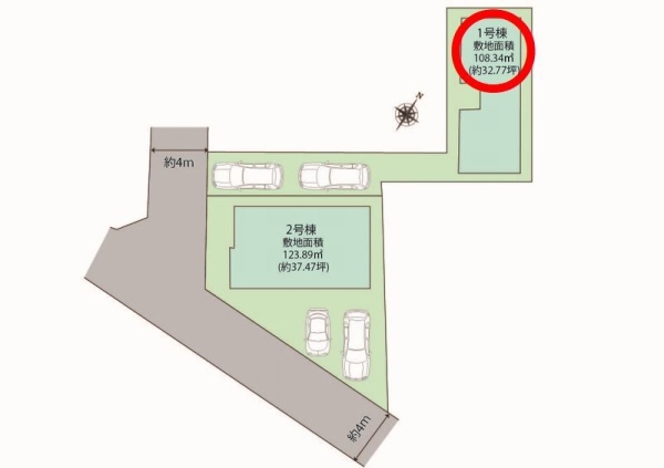 大和市西鶴間2丁目　新築戸建　全2棟　1号棟