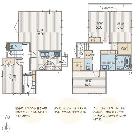【1号棟】磯子区新築戸建南道路WIC×2リネン庫