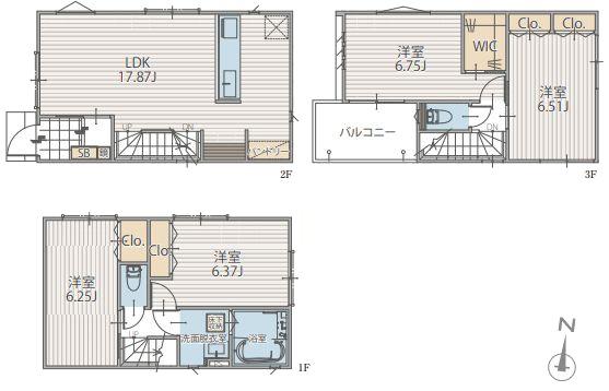 【3号棟】中原区新築戸建WICリビング階段パントリー