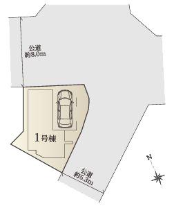 【1号棟】西区新築戸建角地ビルトイン車庫WIC