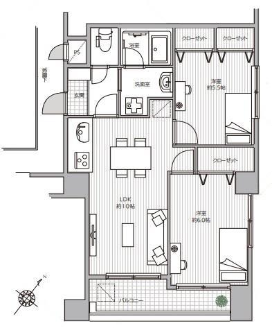 シティパレス横浜阪東橋　南東角部屋