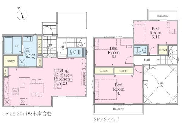 【2号棟】横須賀市新築戸建カースペ2台パントリー