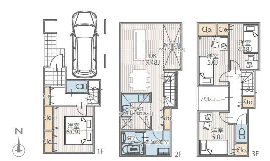 【1号棟】鶴見区新築戸建リビング階段