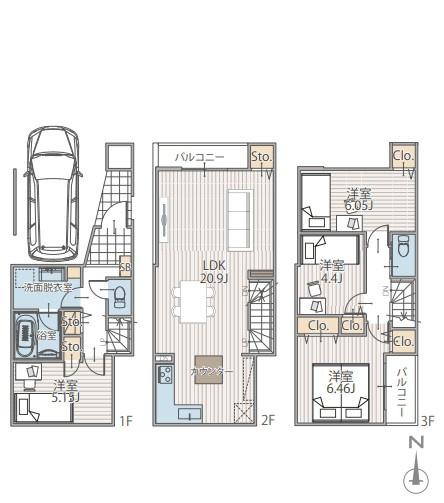 【6号棟】鶴見区新築戸建リビング階段