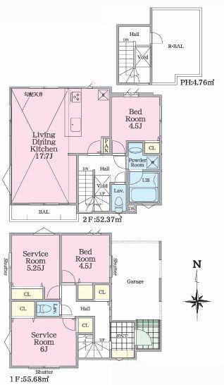 【4号棟】中区新築戸建ルーバルビルトイン車庫