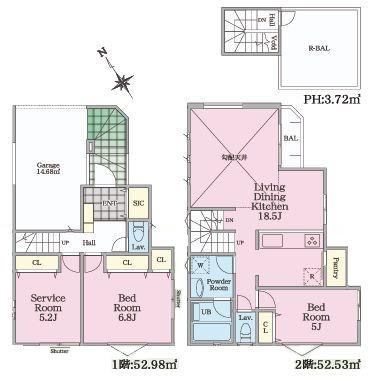 【1号棟】川崎市新築戸建2路線利用可ビルトイン車庫