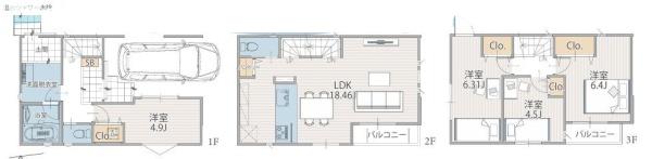 【1号棟】鎌倉市新築戸建ビルトイン車庫LDK18帖