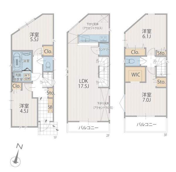 【1号棟】戸塚区新築戸建南面バルコニーWIC