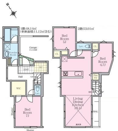 【1号棟】戸塚区新築戸建　LDK18帖　リビング階段