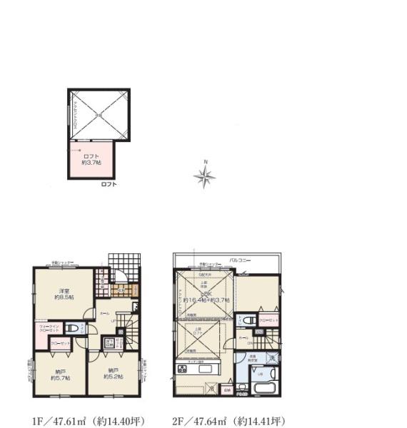 【1号棟】藤沢市新築戸建　2台駐車可　床暖房　ロフト