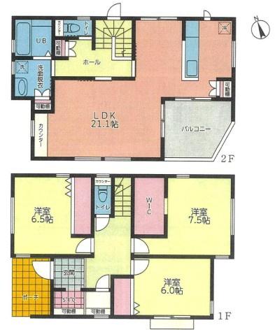 【B号棟】茅ヶ崎市新築戸建　LDK21帖　WIC　SIC
