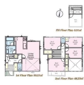 【3号棟】栄区新築戸建　LDK18帖　吹抜け　南BL