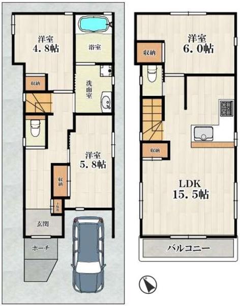 太田区中古戸建駅徒5分床暖房リビング階段